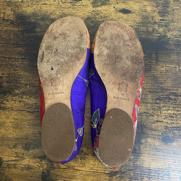 Naked Feet Flats Loafers‎ Womens Sz 8M Orange Red Blue Sequins Boho - Picture 12 of 12